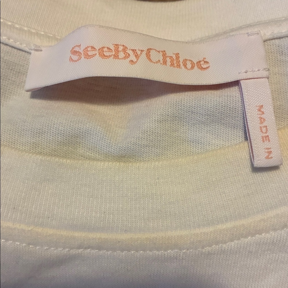 See By Chloe White Ruffle Sleeve Top Size Small - Picture 3 of 4